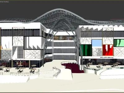 Exterior Retail Mall Animation Low-poly 3D model