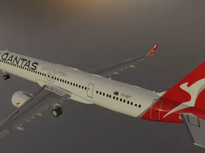 Qantas airbus a321 neo xlr low poly 3D Model Low-poly 3D model