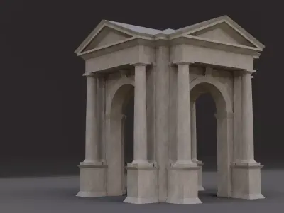 Arched portico in the mas  Doric order with freestanding columns Low-poly 3D model