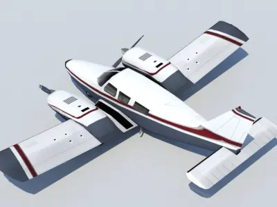 Piper PA-34 Seneca Low Poly Static  Low-poly 3D model