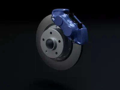 4 piston sport disc brakes Low-poly 3D model