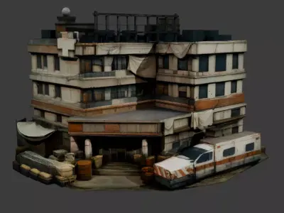 Dystopian hospital Low-poly 3D model
