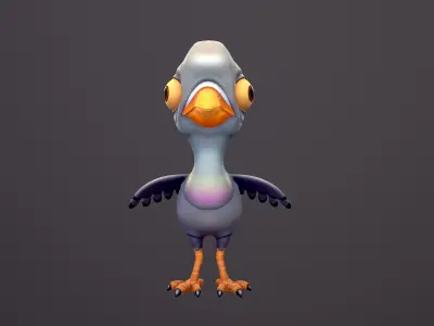 Bird Pigeon Low Poly Stylized Handpaint Low-poly 3D model