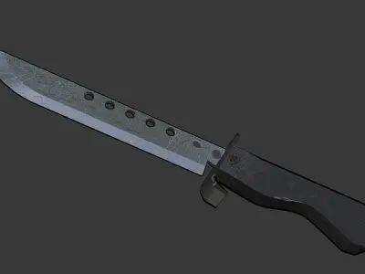 JAPANESE LOWPOLY DAMAGED KNIFE Low-poly 3D model