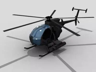 MH6 Helicopter Low-poly 3D model