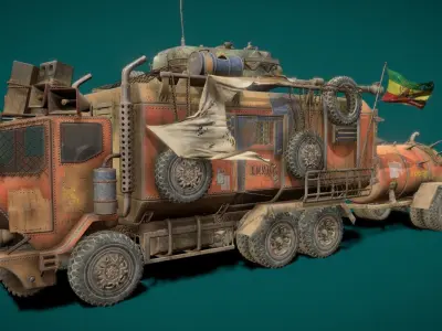 SteamPunk Truck Low-poly 3D model