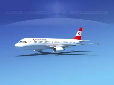 Airbus A320 LP Austrian Low-poly 3D model