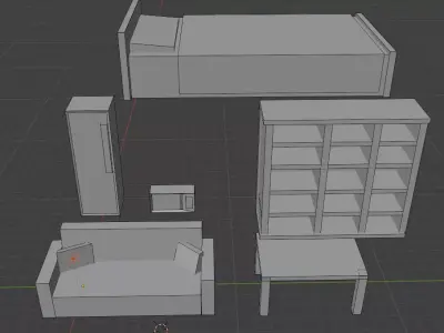 cheap furniture for your poets Low-poly 3D model