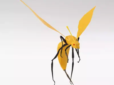 Yellow wasp 3d model  Low-poly 3D model