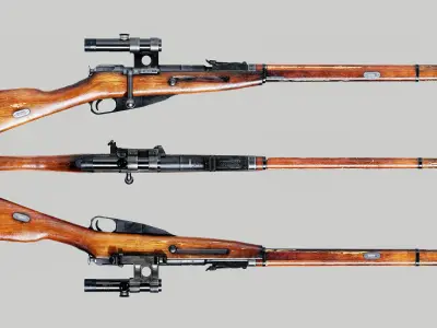 Mosin Nagant Low-poly 3D model