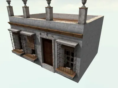 Old High-Quality 3D Colonial House Low-poly 3D model
