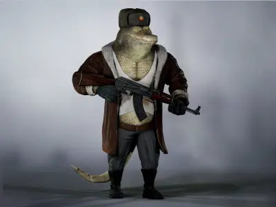 Bored Crocodile Low-poly 3D model