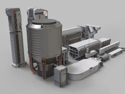 sci-fi Architecture kitbash 10 3D model