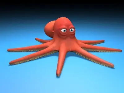 cartoon red Octopus  Low-poly 3D model