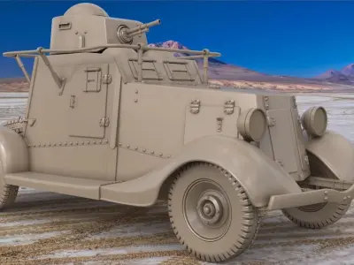 FAI M Armoured Car Clay VRay 3D model