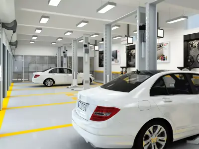 Auto repair shop Low-poly 3D model