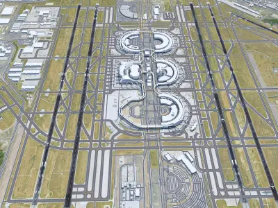 Dallas - Fort Worth Airport 15km Low-poly 3D model