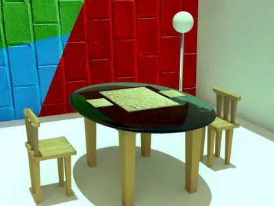 Table With Two Chairs  Free 3D model