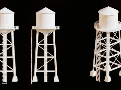 Low Poly Water Tower Free low-poly 3D model