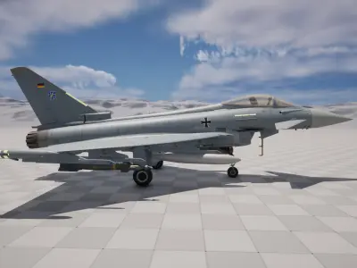 Rigged Eurofighter Typhoon Fighter Jet Low-poly 3D model