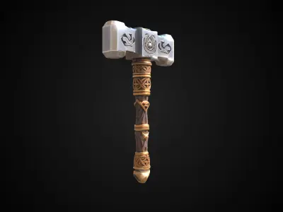 Stylized Dwarf Sword - Stonegrip - Game Ready Free 3D model