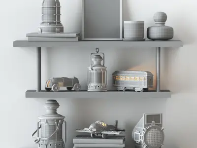 Decorative set shelf 3D model