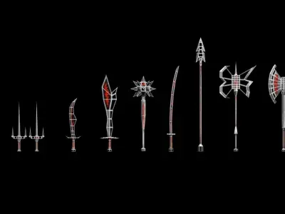 Fire Melee Collection Low-poly 3D model