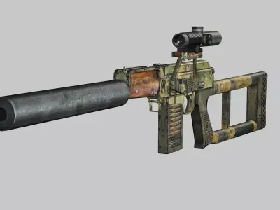 Sniper Denel 11NTW-20 Low-Poly 3D Model Low-poly 3D model