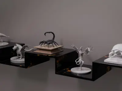 Set of five product statues for house decoration Low-poly 3D model