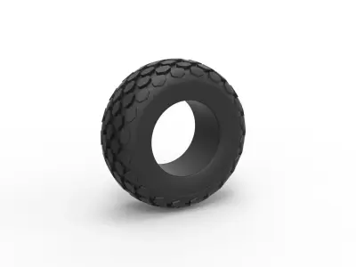 Offroad tire 28 Scale 1 to 25 3D print model