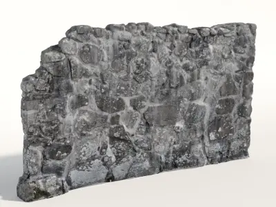 Old castle wall part H Low-poly 3D model