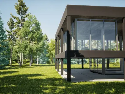 Modern office building Low-poly 3D model