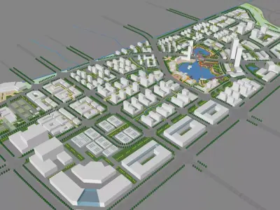 Urban highrise building building ancillary building commercial 3D model