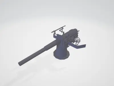 NAVAL GUN WW1 and WW2 Low-poly 3D model