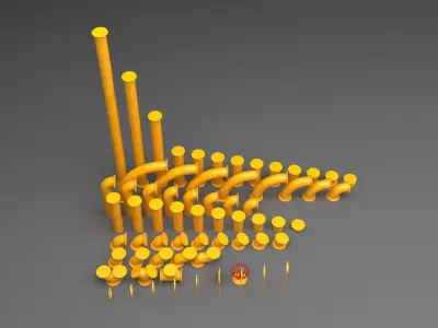 PBR Industrial Pipes Large Low-poly 3D model