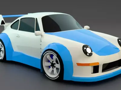 Porsche 911 Turbo Retro Sports Car  Low Poly Racing Vehicle Low-poly 3D model