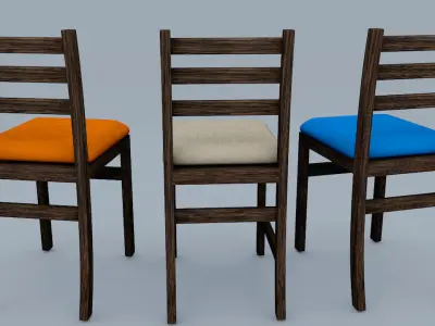 Wooden Chair Set 3D model