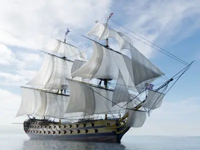 HMS Vanguard Sailing ship Low-poly 3D model