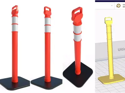 Road Cone M5 - With STL Low-poly 3D model