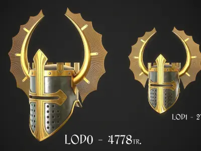 Knight Helmet 08 Low-poly 3D model