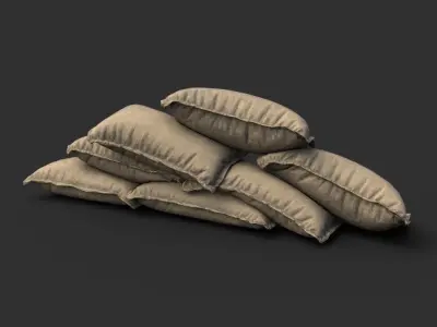 Low poly Sandbag Pack 200203 Free low-poly 3D model