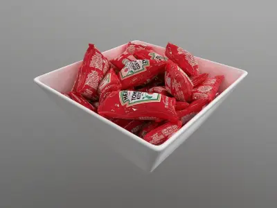 Ketchup Mayo and Mustard Packets - High-Quality 3D Models 3D model