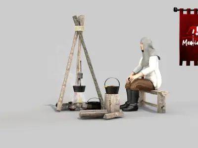 Medieval Bomfire Scenario 3D model