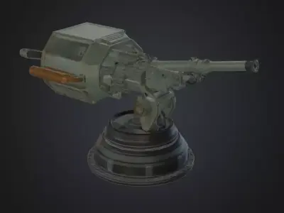Machine Gun Turret Low-poly 3D model buy