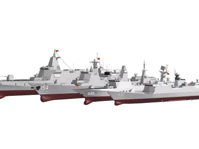 Type 055 destroyer    052D destroyer    054A    054B frigate 3D model