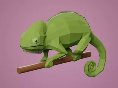 Stylized Chameleon Low-poly 3D model