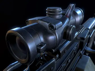 M249 and Acog Scope Light Machine Gun PBR Low-poly 3D model