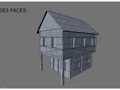 low poly medeival house Low-poly 3D model