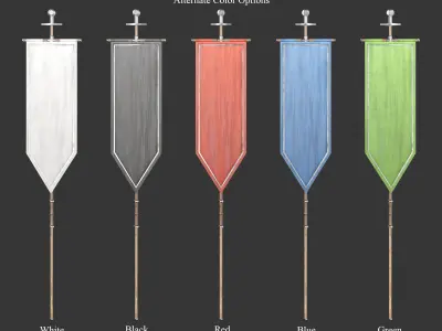 Medieval Knightly Decoration Flags and Banners Low-poly 3D model