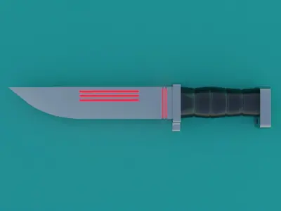 SCI-FI knife 3D model red Low-poly 3D model